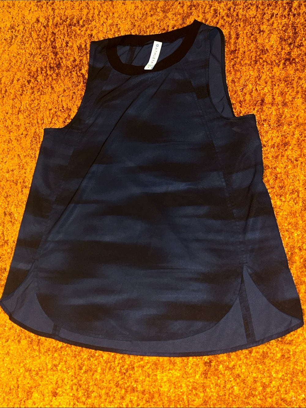 Athleta Navy and Black Striped Sleeveless Tank